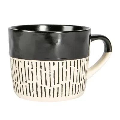 Decorative Mug - 1/2 Black, 1/2 White w/stripes