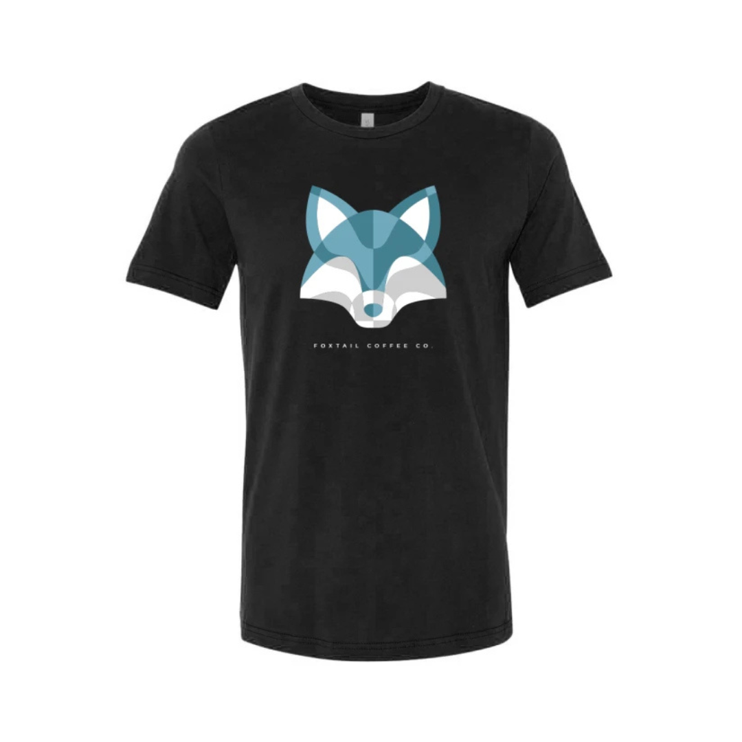 Black & Dusty Blue Fox Face T-Shirt